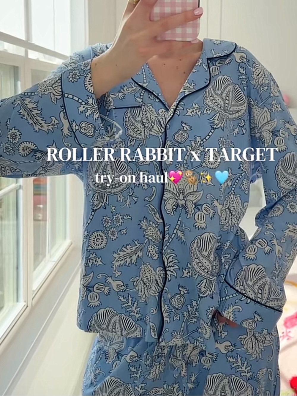 NWOT Roller Rabbit Light Blue & White Paisley Sleep Shirt Size S